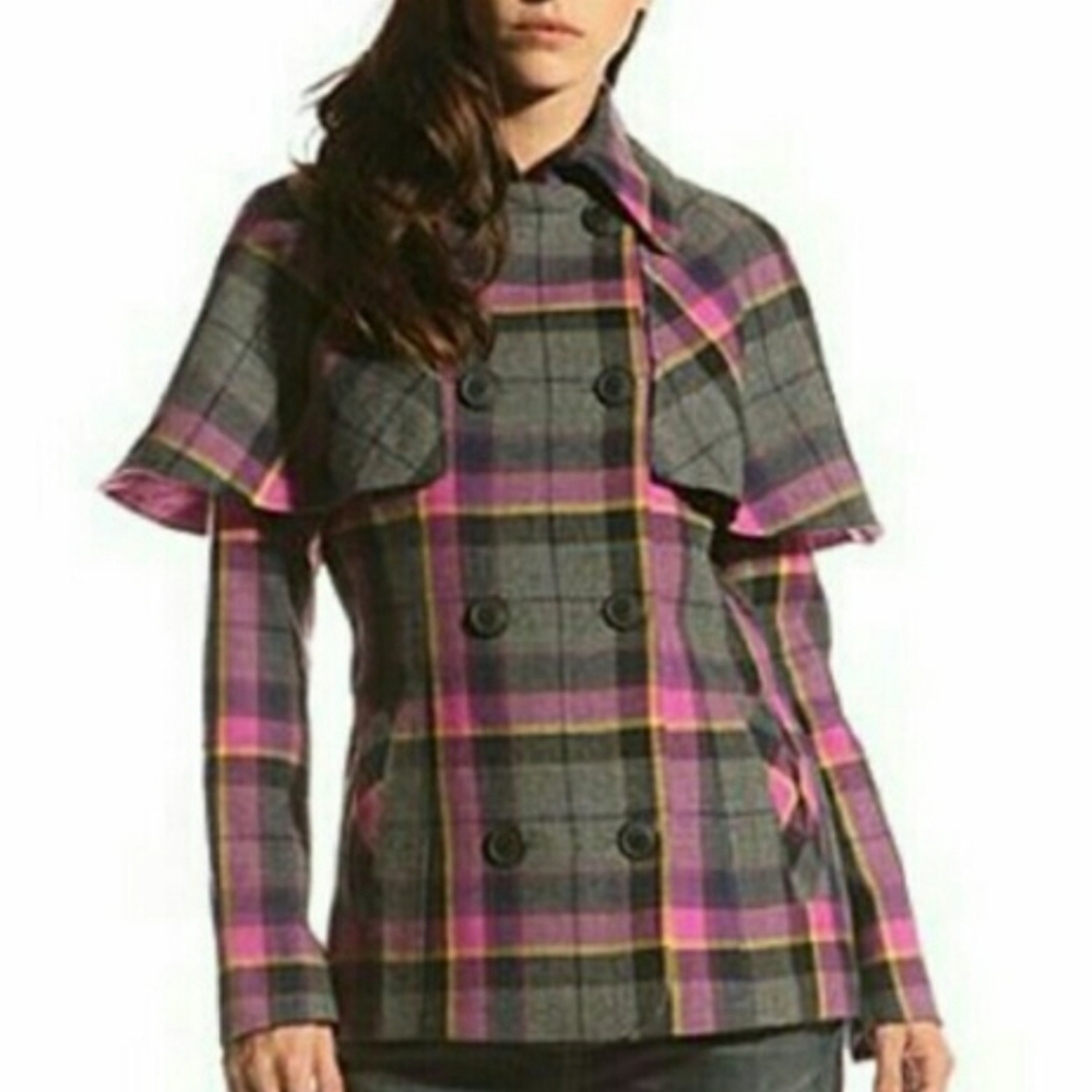 Ted Baker Sherlock Plaid Wool Coat Size 1/XS